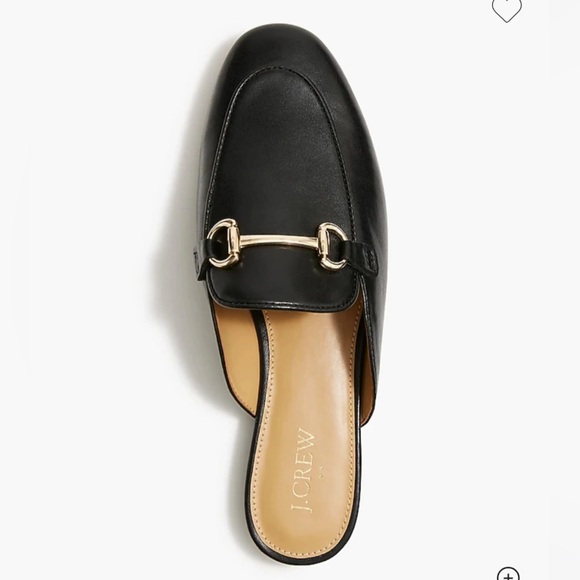 J.Crew Black Leather Horsebit Mule Loafers Gold Hardware Slip On Size 5 NWT - Picture 7 of 7